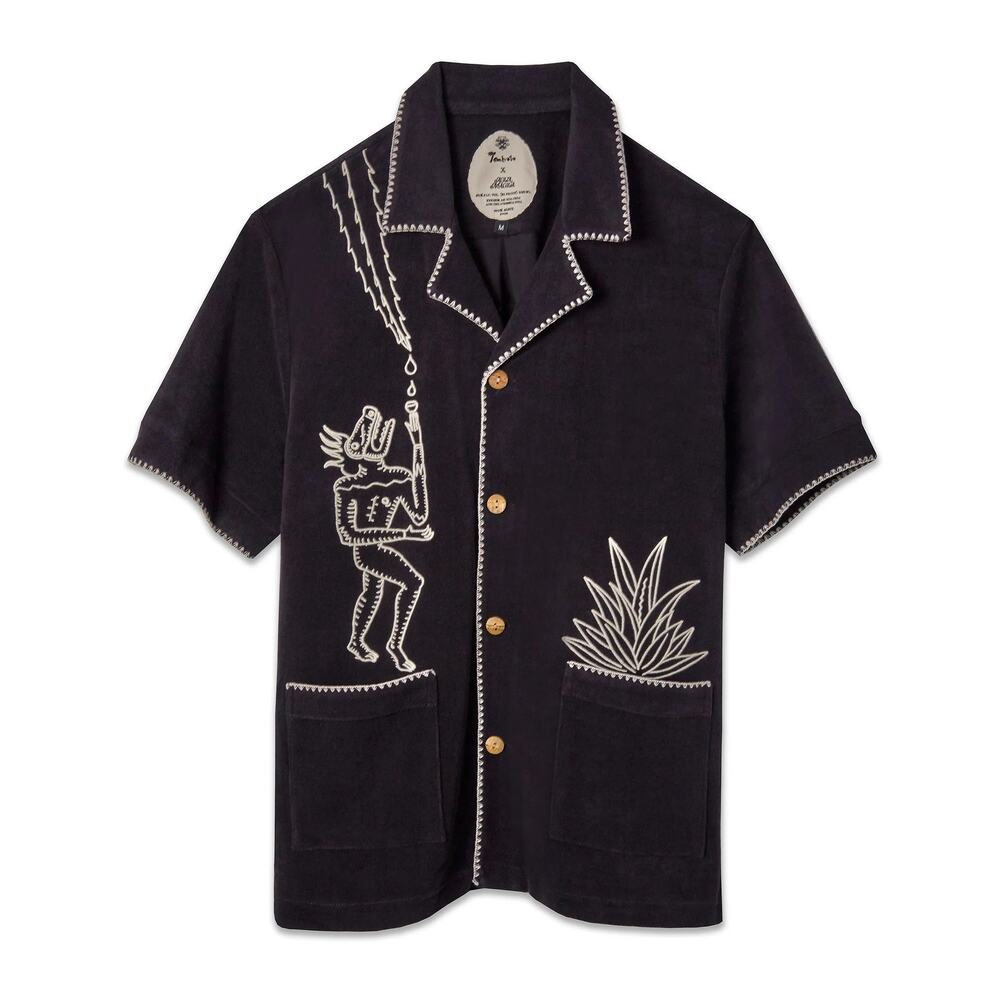 NWT Tombolo 'Agua Mágica' Cabana Button Down Shirt in Black size Small